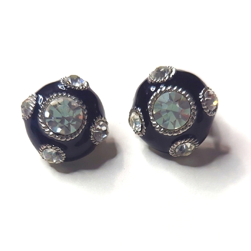 BJ Beatrix Elegant Black and Silver Stud Earrings